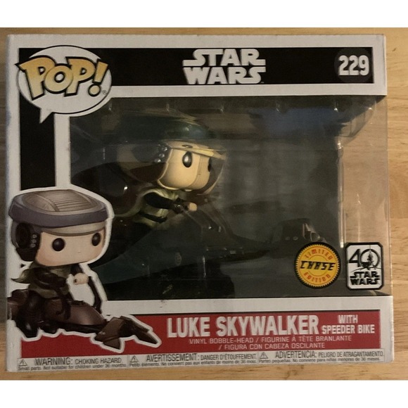 Funko Other - Funko Pop! Star Wars Luke Skywalker with Speeder Bike #229 40th Limited Chase Ed